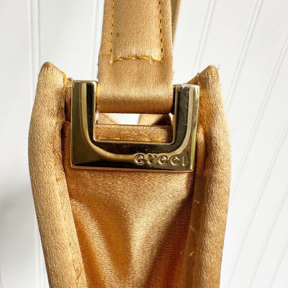 Gucci Jackie 1961 Gold Camel Silk Mini Hobo Shoulder Bag Vintage Evening Handbag - Picture 7 of 9